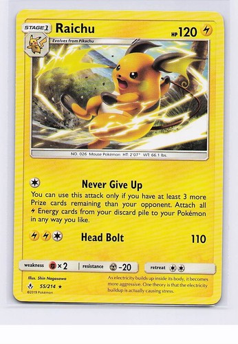 Raichu 214 pokemon rare - raichu, 55/214